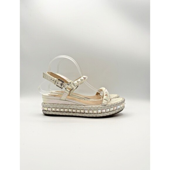 Christian Louboutin Shoes - Christian Louboutin White Iridescent Platform Sandals Cataclou 60 Size EU 38